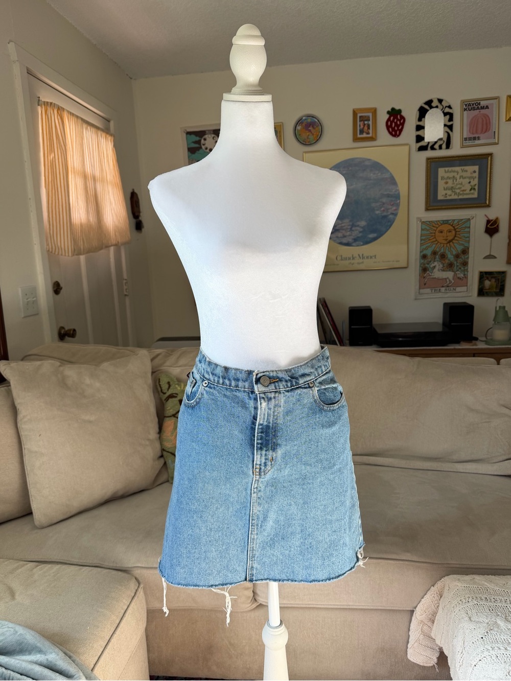 VINTAGE Ralph Lauren Skirt Size US 8 Medium Wash Denim Mini Skirt Polo Jeans Co.